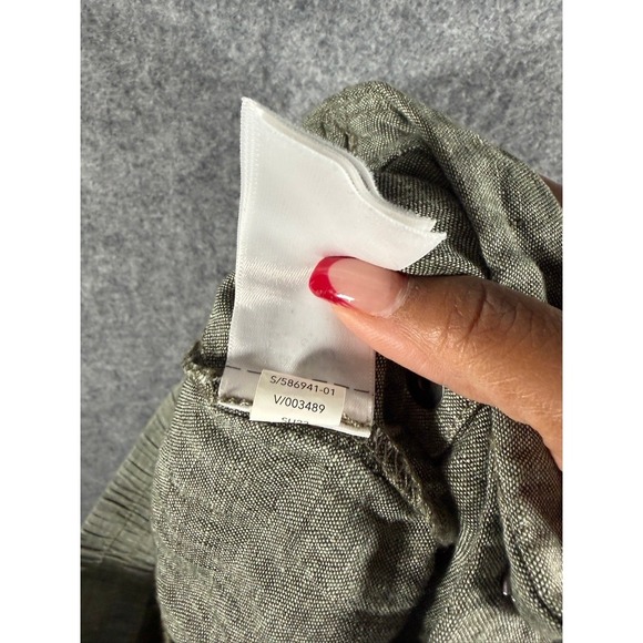 Athleta Women's Linen Blend Cargo Pants Size 12 Olive Green Cropped Vacation - Picture 8 of 9